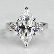 2.50 CT Marquise Cut Lab Grown Diamond Three Stone Engagement Ring Mapple Gems